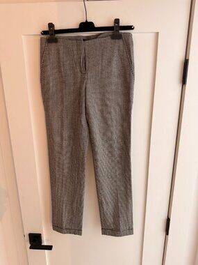 Theory Wool Houndstooth Cropped Pants, Size: 2